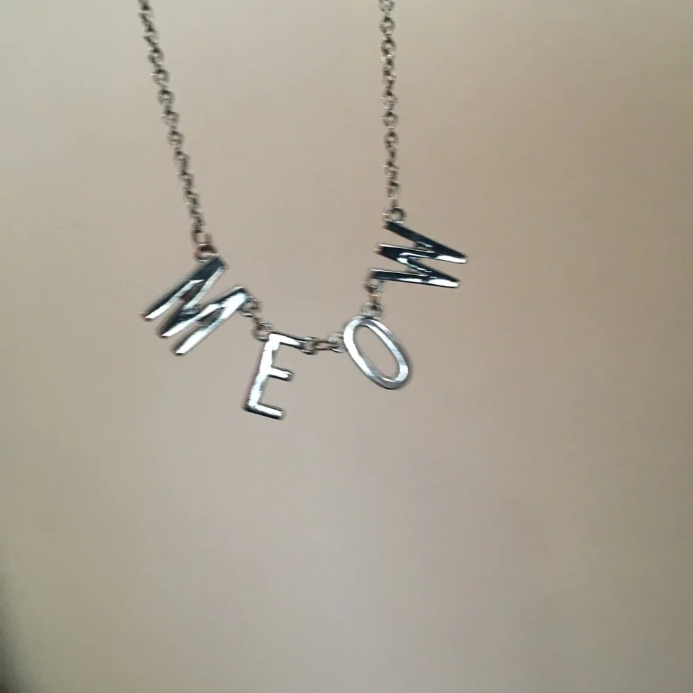 Silver Tone Delicate Meow Necklace